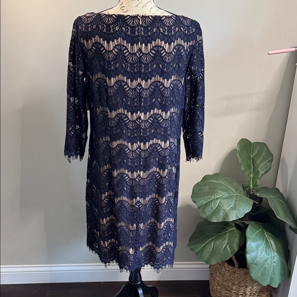 Jessica Howard Lace Dress Size 16 NWT Navy Midi Wedding Guest Mother‎ of Bride - Picture 2 of 9